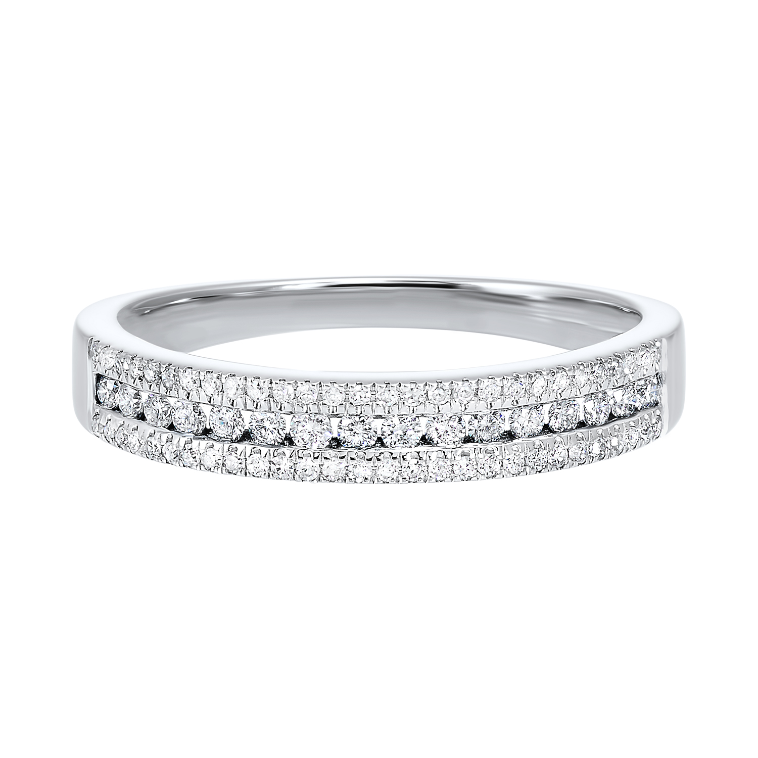 14K WG 1/4 ct. tw. Diamond Three Row Band