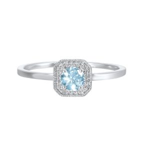 10K WG 1/12 ct. tw. Diamond Halo & 3/8 ct. tw. Aquamarine Ring