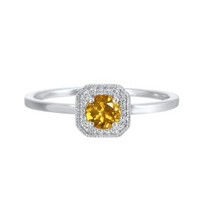 10K WG 1/12 ct. tw. Diamond Halo & 1/2 ct. tw. Citrine Ring