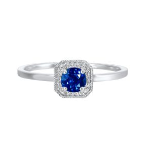10K WG 1/12 ct. tw. Diamond Halo & 3/4 ct. tw. Created-Sapphire Ring