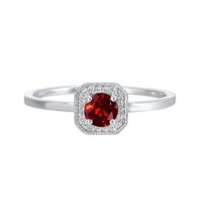 10K WG 1/12 ct. tw. Diamond Halo & 5/8 ct. tw. Garnet Ring