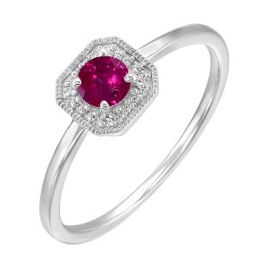 10K WG 1/12 ct. tw. Diamond Halo & 5/8 ct. tw. Ruby Ring