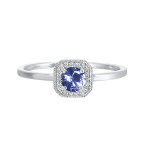 10K WG 1/12 ct. tw. Diamond Halo & 1/3 ct. tw. Syn Alexandrite Ring