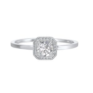 10K WG 1/12 ct. tw. Diamond Halo & 5/8 ct. tw. White Topaz Ring