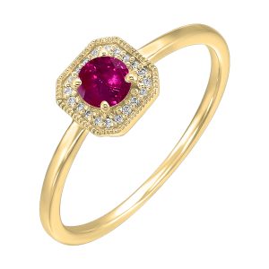 10K YG 1/12 ct. tw. Diamond Halo & 3/4 ct. tw. Created-Ruby Ring