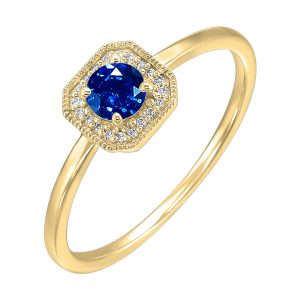 10K YG 1/12 ct. tw. Diamond Halo & 3/4 ct. tw. Created-Sapphire Ring