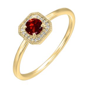 10K YG 1/12 ct. tw. Diamond Halo & 5/8 ct. tw. Garnet Ring