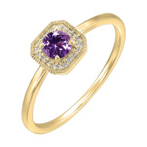 10K YG 1/12 ct. tw. Diamond Halo & 3/8 ct. tw. Amethyst Ring