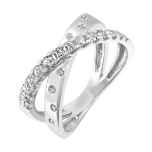 14K WG 1/2 ct. tw. Diamond Crossover Ring
