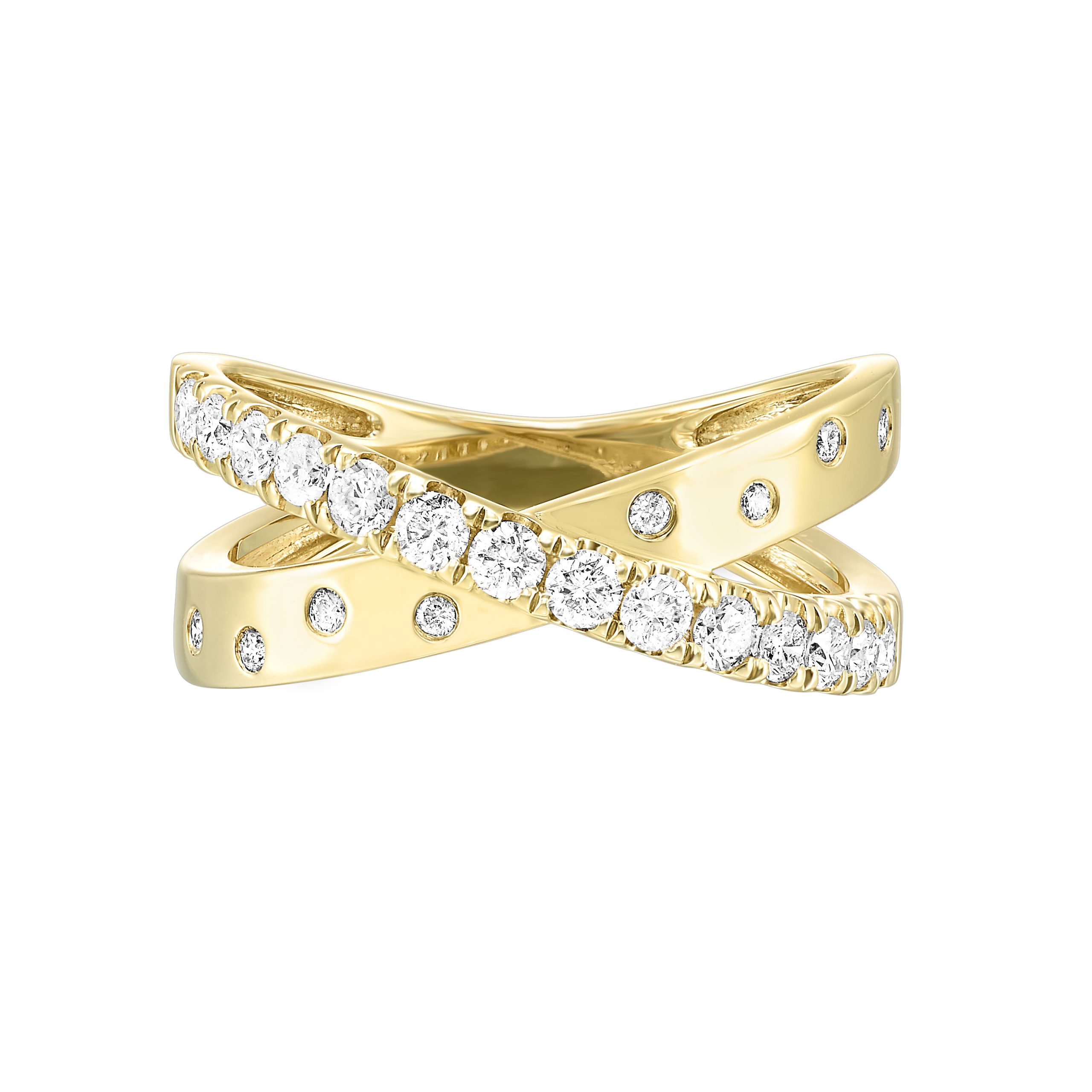 14K YG 1/2 ct. tw. Diamond Crossover Ring
