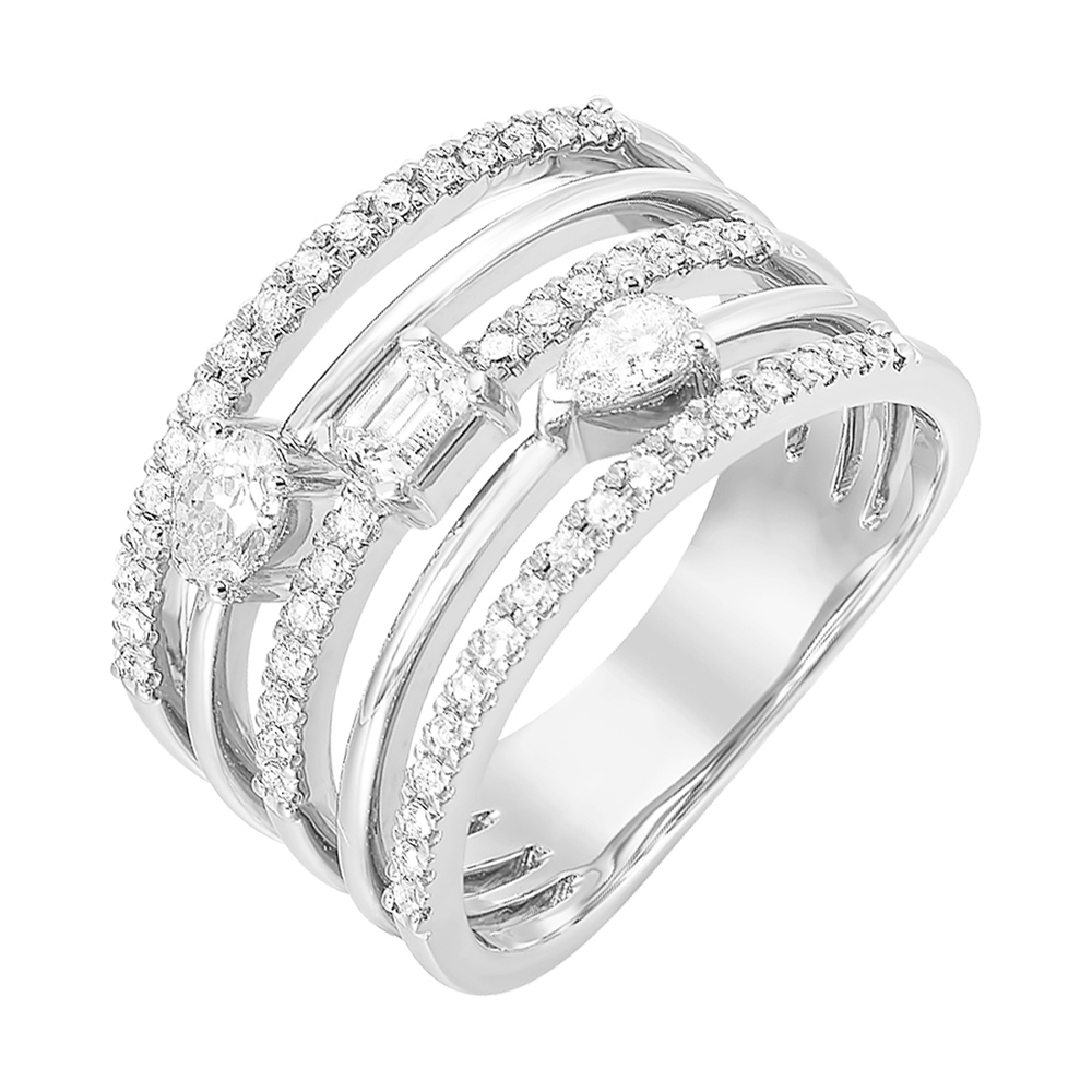 14K WG 3/4 ct. tw. Diamond Multi-row Ring