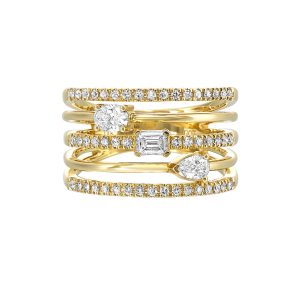 14K YG 3/4 ct. tw. Diamond Multi-row Ring