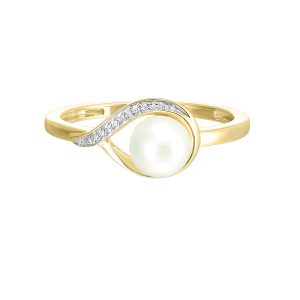 14K YG 1/50 ct. tw. Diamond & 1 1/2 ct. tw. Pearl Ring