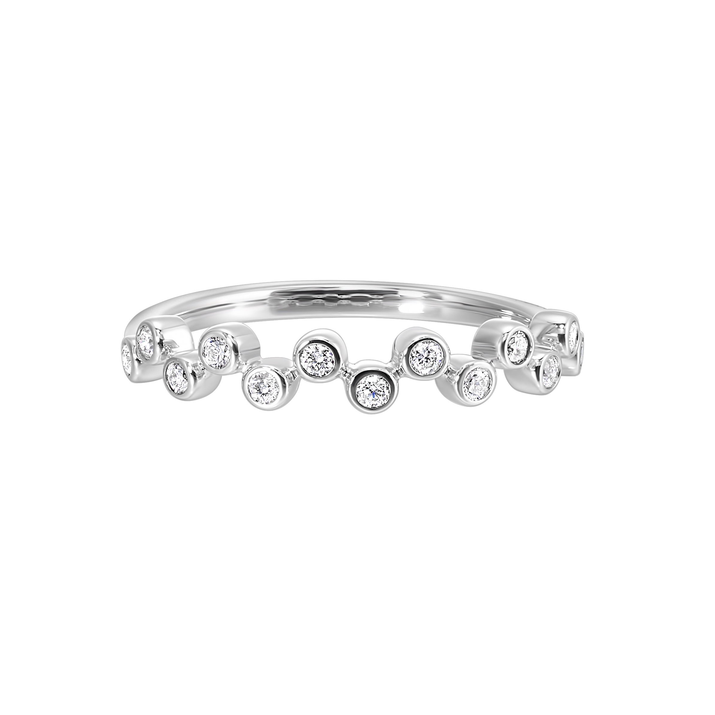 14K WG 1/5 ct. tw. Diamond Zig Zag Bezel set Ring
