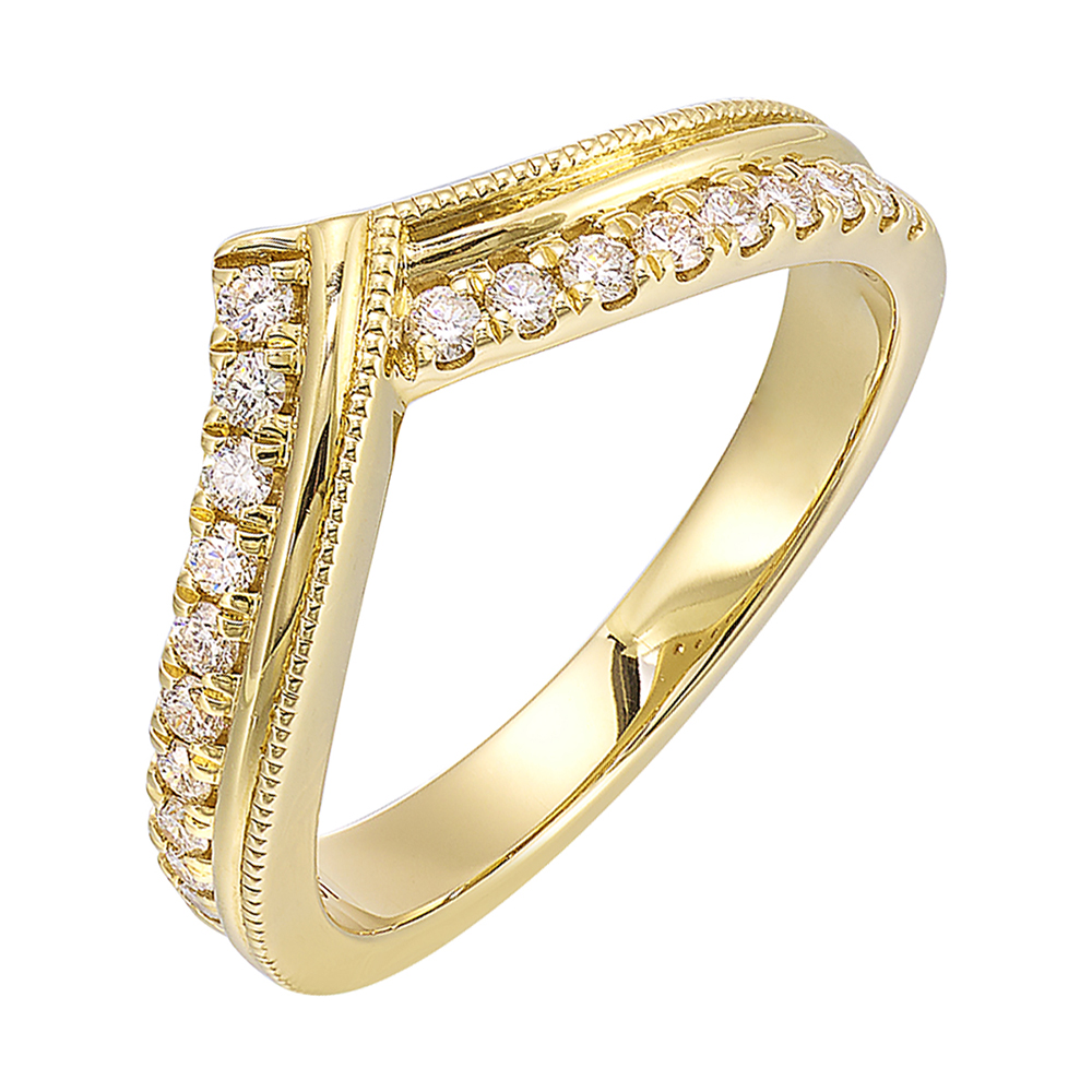 14K YG 1/4 ct. tw. Diamond Chevron Wedding Band