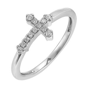 14K WG 1/10 ct. tw. Diamond Cross Ring