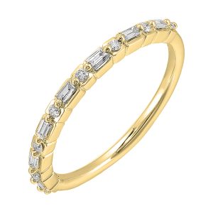 14K YG 1/5 ct. tw. Diamond Alternate Round & Baguette Ring