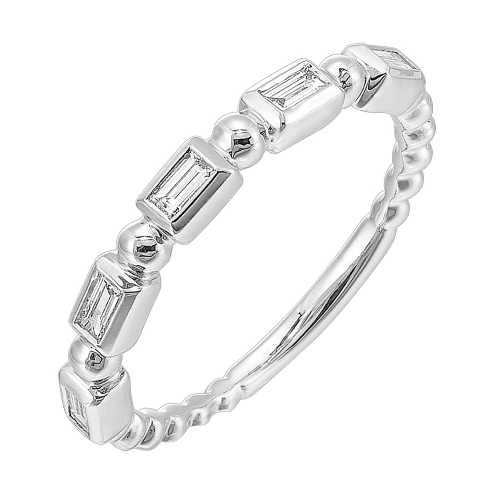 14K WG 1/5 ct. tw. Diamond Baguette Stackable Ring