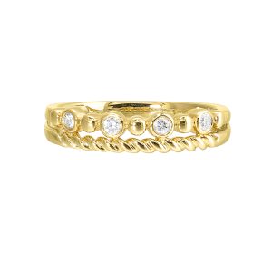 14K YG 1/10 ct. tw. Diamond Two Row Stack Ring