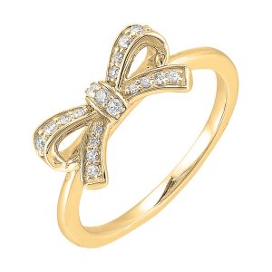10K YG 1/7 ct. tw. Diamond Bow Ring