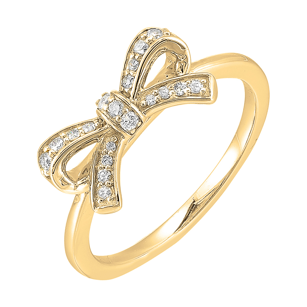 10K YG 1/7 ct. tw. Diamond Bow Ring
