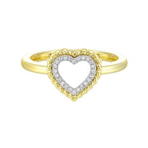 14K YG 1/20 ct. tw. Diamond Rope Heart Ring