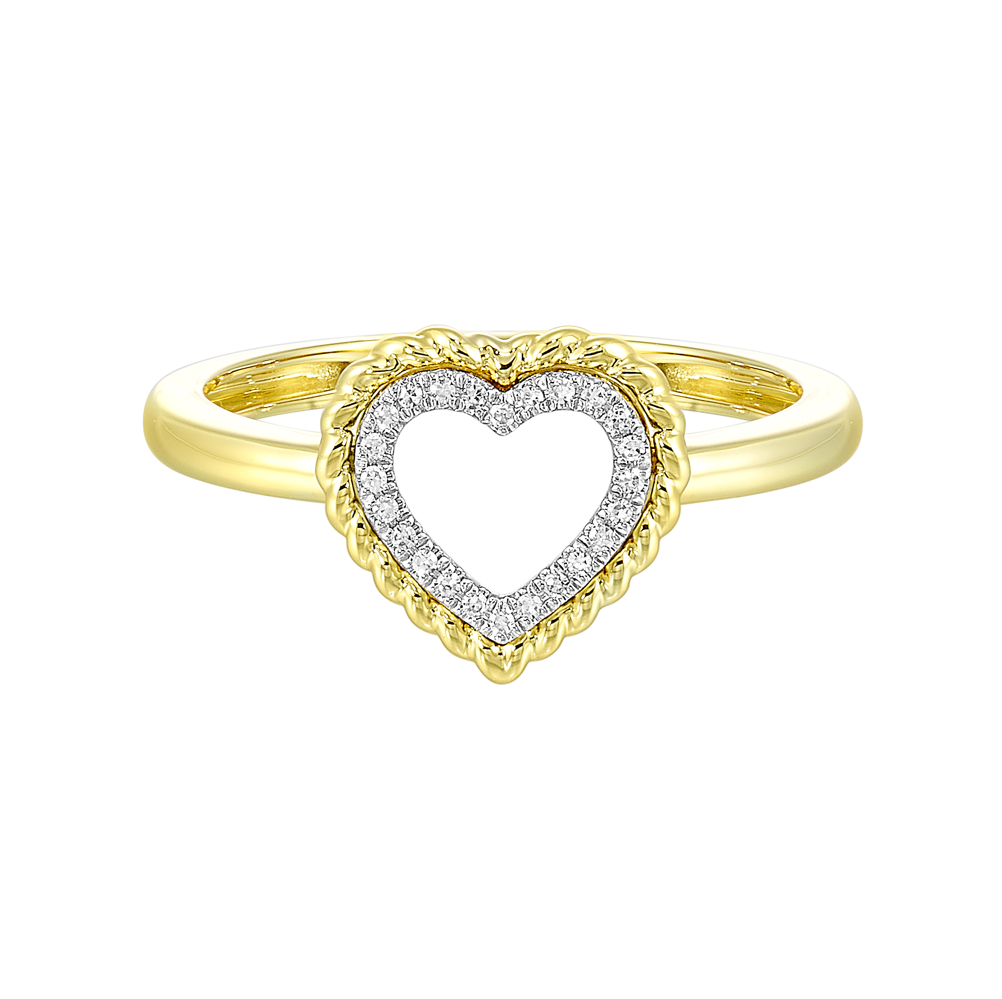 14K YG 1/20 ct. tw. Diamond Rope Heart Ring