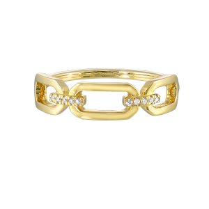 14K YG 1/25 ct. tw. Diamond Paperclip Linked Ring