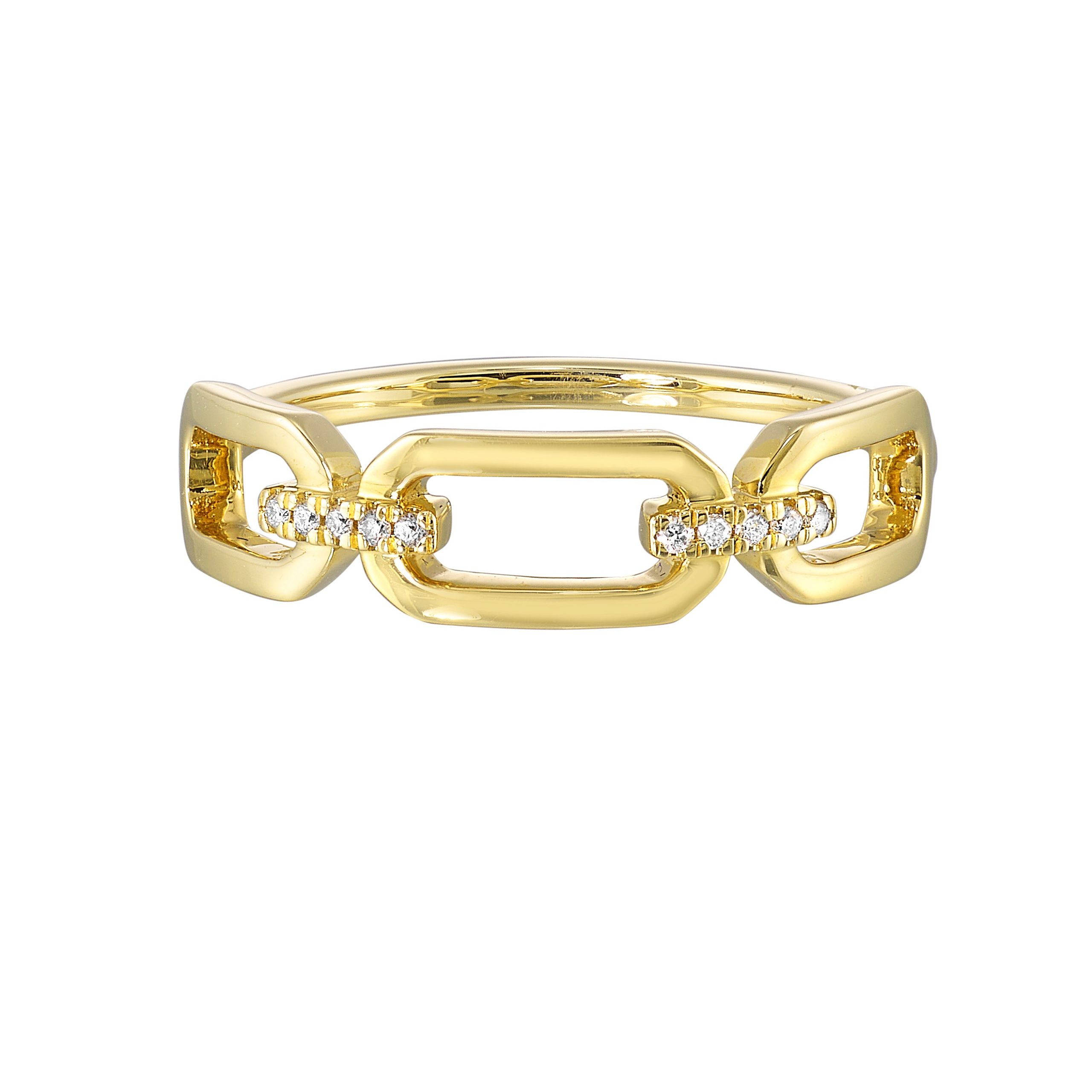 14K YG 1/25 ct. tw. Diamond Paperclip Linked Ring