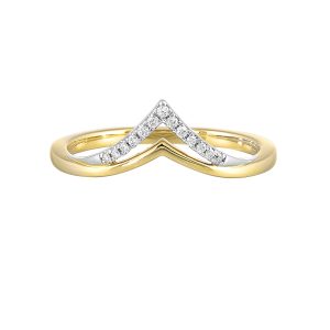 14K WYG 1/20 ct. tw. Diamond Mixed Metal Chevron Wedding Band