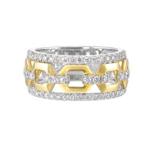 14K WYG 1/2 ct. tw. Diamond Mixed Metal Linked Ring