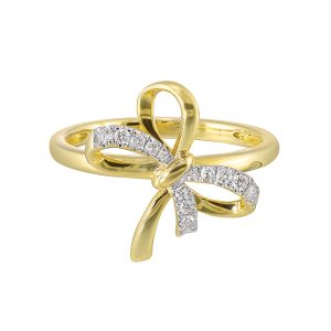 14K YG 1/10 ct. tw. Diamond Bow Ring