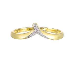 14K YG 1/20 ct. tw. Diamond Chevron Wedding Band
