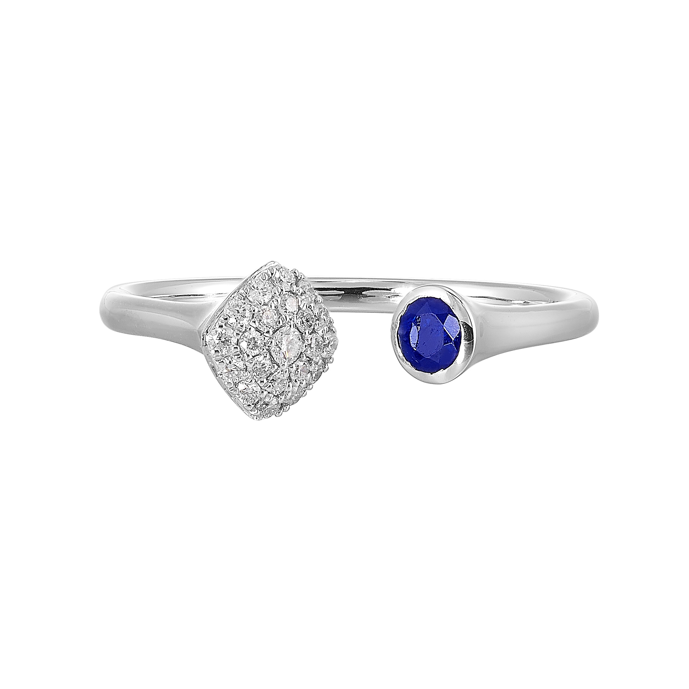 14K WG 1/10 ct. tw. Diamond & 1/5 ct. tw. Sapphire Open Ring