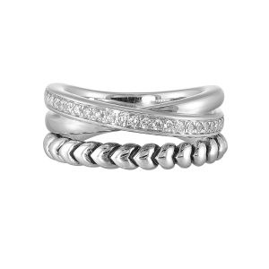 Silver 1/5 ct. tw. Diamond Perfect Love Fashion Crossover Ring