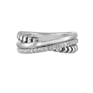 Silver 1/5 ct. tw. Diamond Crossover Perfect Love Fashion Ring