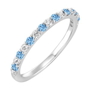 10K WG 1/5 ct. tw. Diamond & 1/5 ct. tw. Blue Topaz Stackable Ring