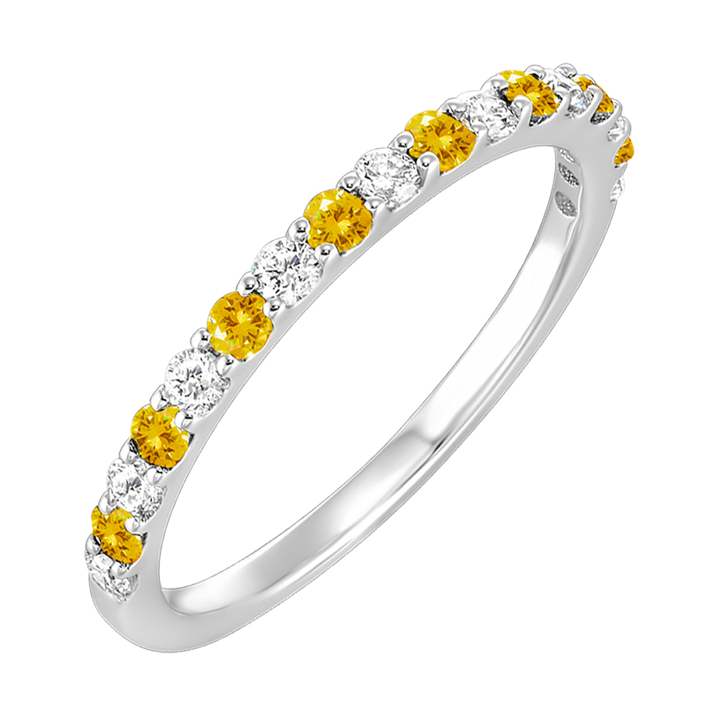 10K WG 1/4 ct. tw. Diamond & 1/5 ct. tw. Citrine Stackable Ring