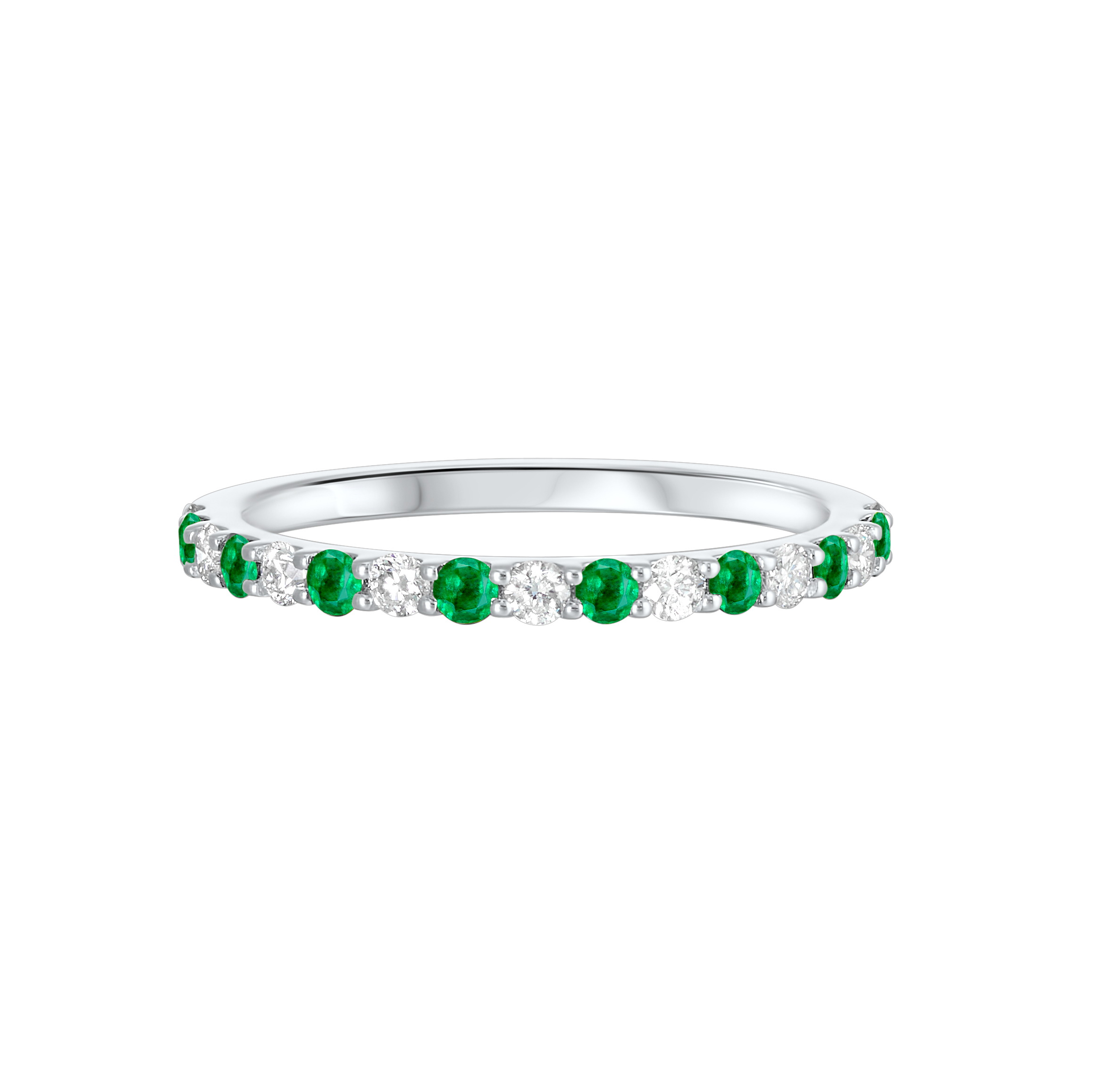 10K WG 1/5 ct. tw. Diamond & 1/5 ct. tw. Emerald Stackable Ring