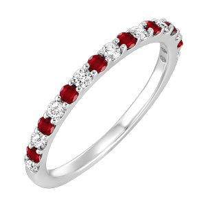 10K WG 1/5 ct. tw. Diamond & 1/5 ct. tw. Garnet Stackable Ring