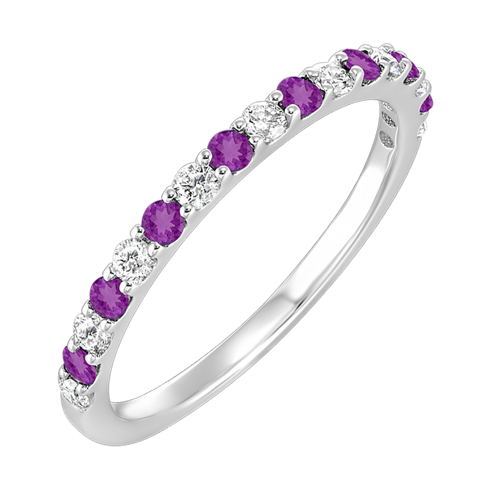 10K WG 1/5 ct. tw. Diamond & 1/6 ct. tw. Amethyst Stackable Ring