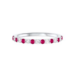 10K WG 1/5 ct. tw. Diamond & 1/5 ct. tw. Ruby Stackable Ring