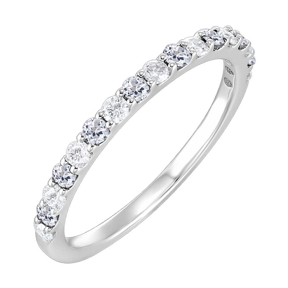 10K WG 1/5 ct. tw. Diamond & 1/6 ct. tw. White Topaz Stackable Ring