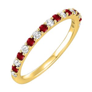 10K YG 1/5 ct. tw. Diamond & 1/5 ct. tw. Garnet Stackable Ring