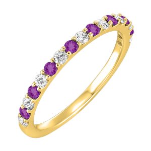 10K YG 1/5 ct. tw. Diamond & 1/5 ct. tw.Amethyst Stackable Ring