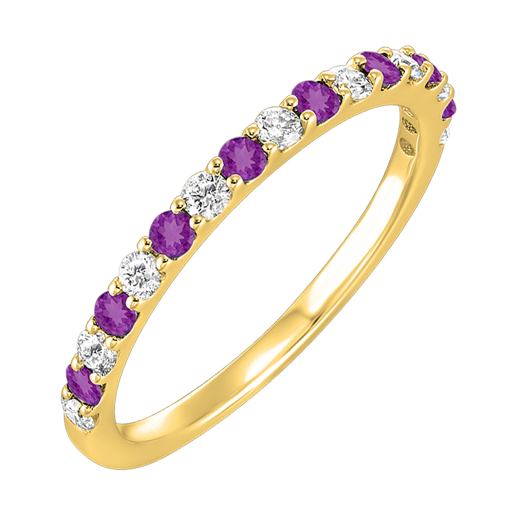 10K YG 1/5 ct. tw. Diamond & 1/5 ct. tw.Amethyst Stackable Ring