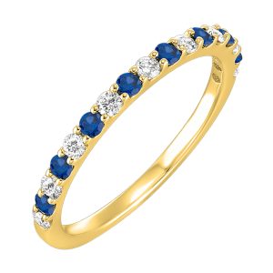 10K YG 1/5 ct. tw. Diamond & 1/5 ct. tw. Sapphire Stackable Ring