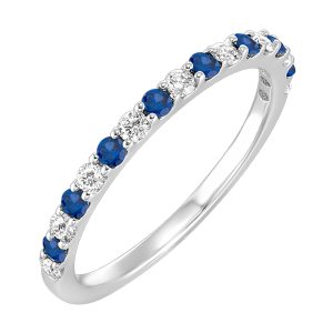 14K WG 1/5 ct. tw. Diamond & 1/4 ct. tw. Sapphire Stackable Ring