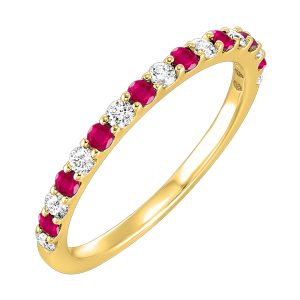14K YG 1/5 ct. tw. Diamond & 1/4 ct. tw. Ruby Stackable Ring