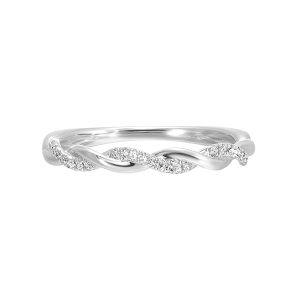 10K WG 1/12 ct. tw.Diamond Petite Twisted Stackable Ring